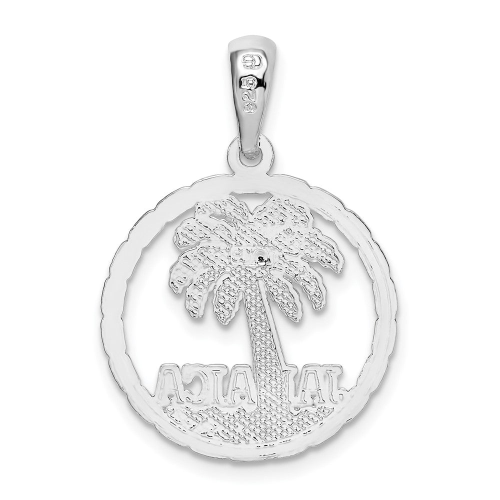 FJC Finejewelers 925 Sterling Silver d Jamaica with Palm Tree Cut-out Disc Charm 26 x 18 mm