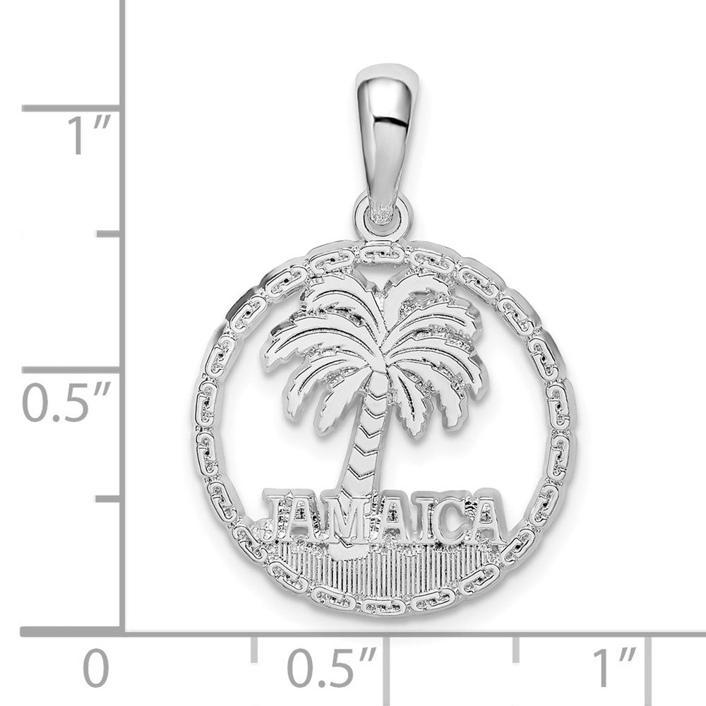 FJC Finejewelers 925 Sterling Silver d Jamaica with Palm Tree Cut-out Disc Charm 26 x 18 mm