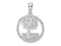 FJC Finejewelers 925 Sterling Silver d Jamaica with Palm Tree Cut-out Disc Charm 26 x 18 mm