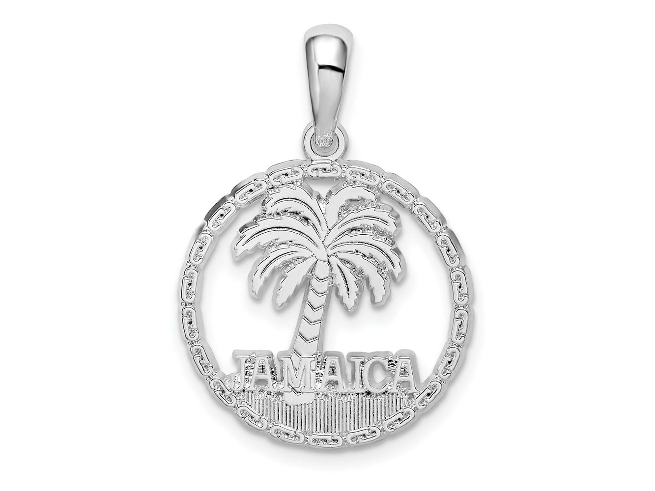 FJC Finejewelers 925 Sterling Silver d Jamaica with Palm Tree Cut-out Disc Charm 26 x 18 mm