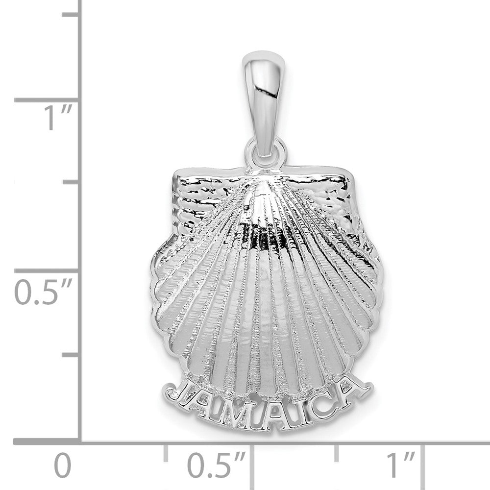 FJC Finejewelers 925 Sterling Silver Rhodium Plated Polished Jamaica Scallop Shell Charm 28 x 17 mm
