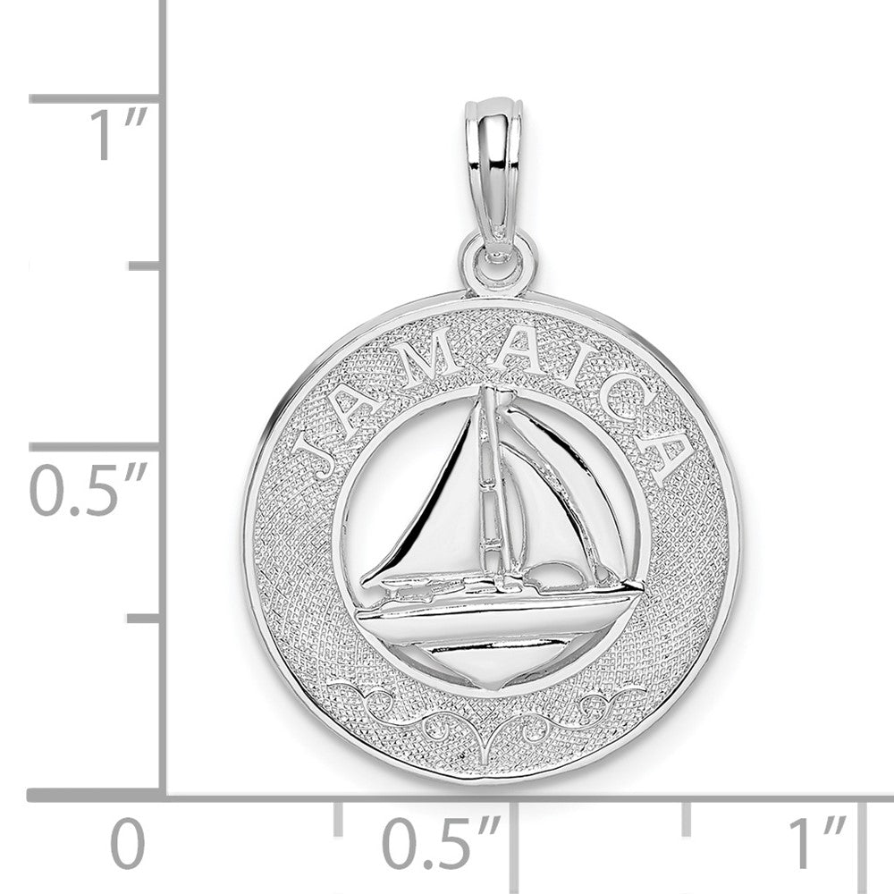 FJC Finejewelers 925 Sterling Silver d Jamaica Round Circle with Sailboat Charm 25 x 18 mm