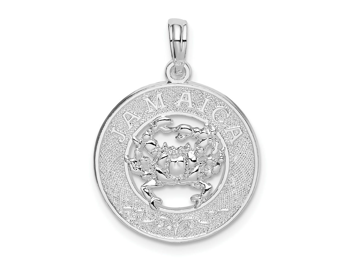 FJC Finejewelers 925 Sterling Silver Rhodium Plated Jamaica Round Circle with Crab Charm 24 x 18 mm
