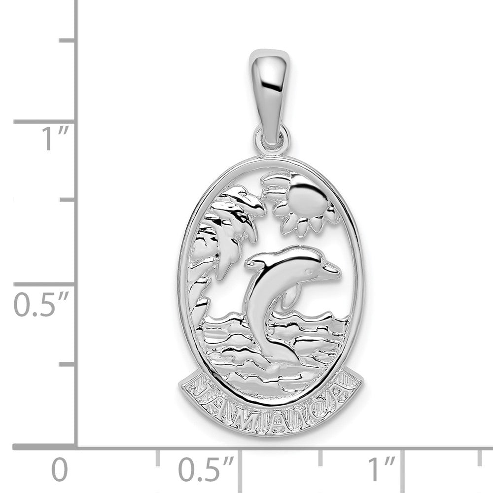 FJC Finejewelers 925 Sterling Silver Rhodium Plated Polished Jamaica Dolphin Sunset Charm 30 x 14 mm