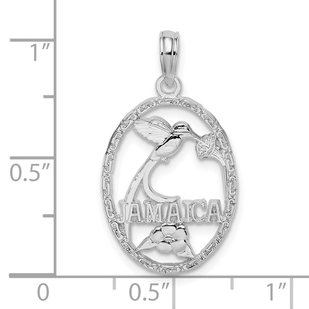 FJC Finejewelers 925 Sterling Silver Rhodium Plated Jamaica Oval Bird and Flower Charm 26 x 14 mm