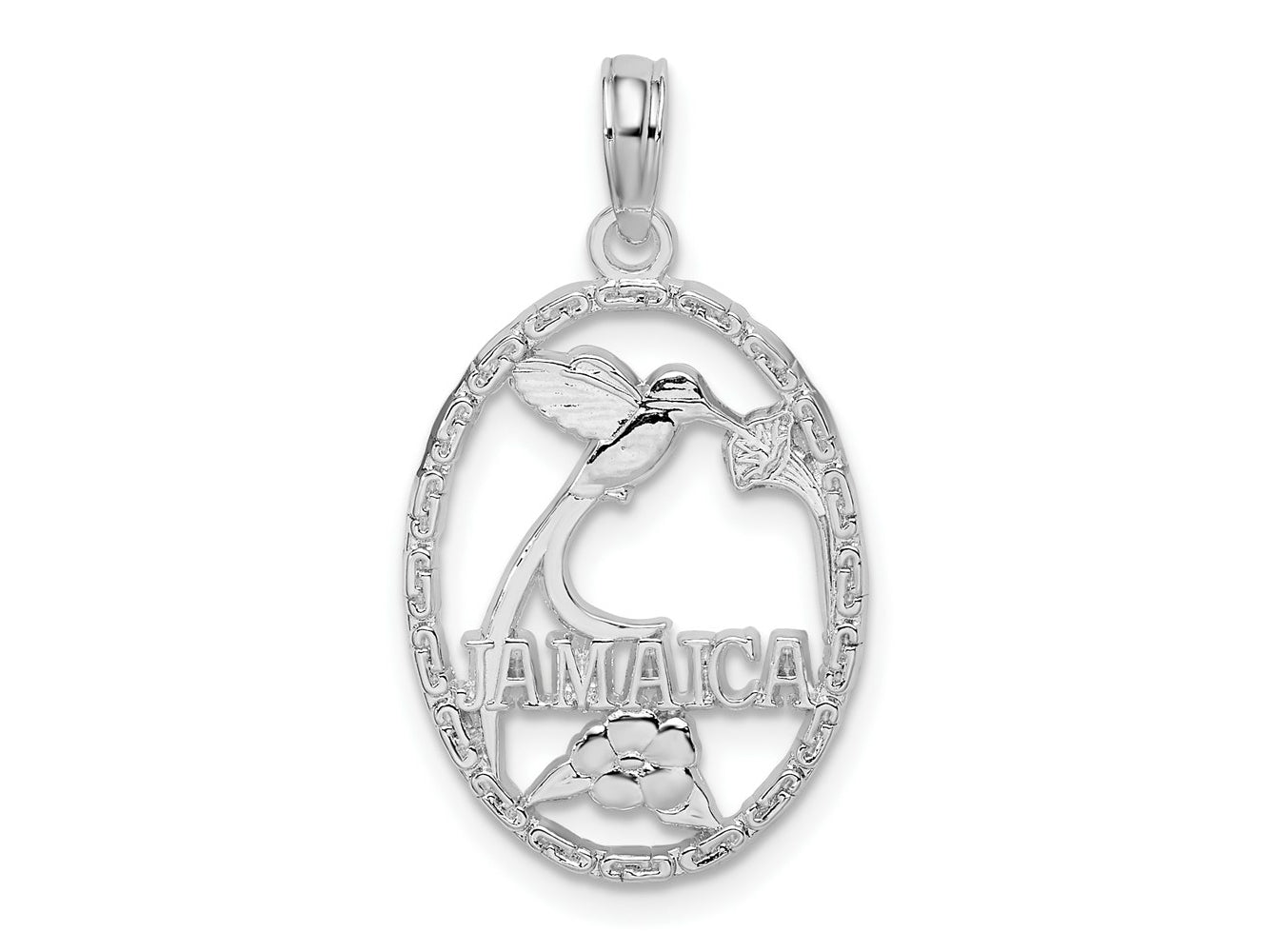 FJC Finejewelers 925 Sterling Silver Rhodium Plated Jamaica Oval Bird and Flower Charm 26 x 14 mm