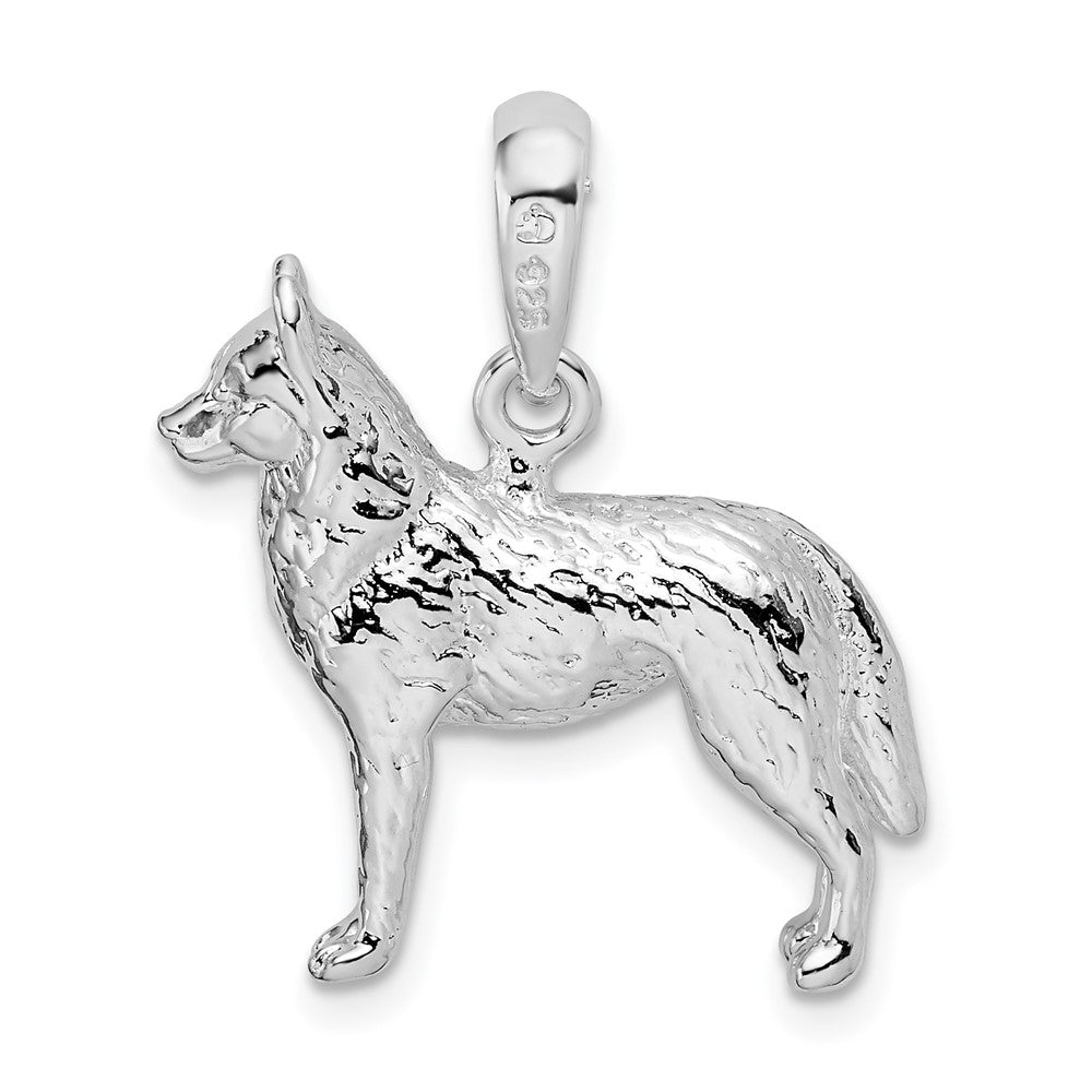 FJC Finejewelers 925 Sterling Silver Rhodium Plated Textured 3D Siberian Husky Charm 17 mm