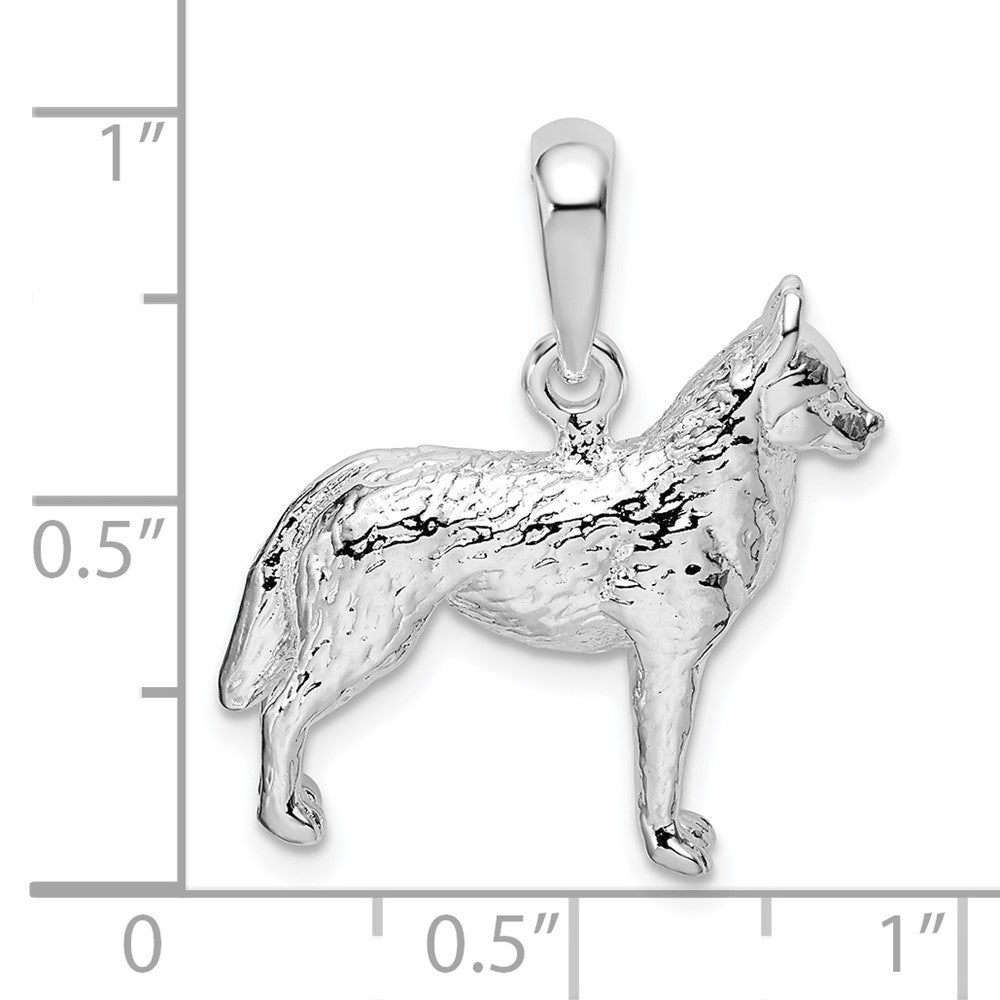FJC Finejewelers 925 Sterling Silver Rhodium Plated Textured 3D Siberian Husky Charm 17 mm