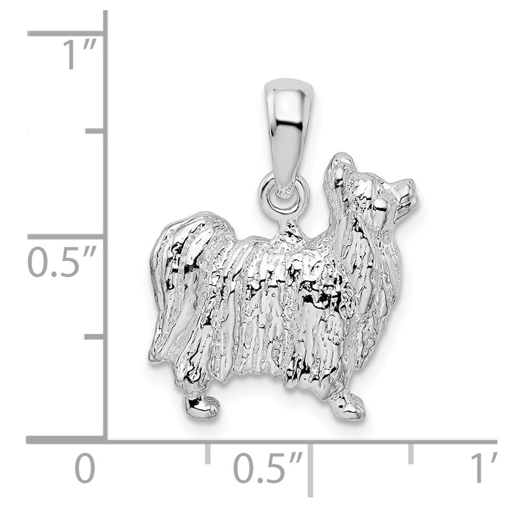 FJC Finejewelers 925 Sterling Silver Rhodium Plated Textured 3D Papillon Dog Charm 15 mm