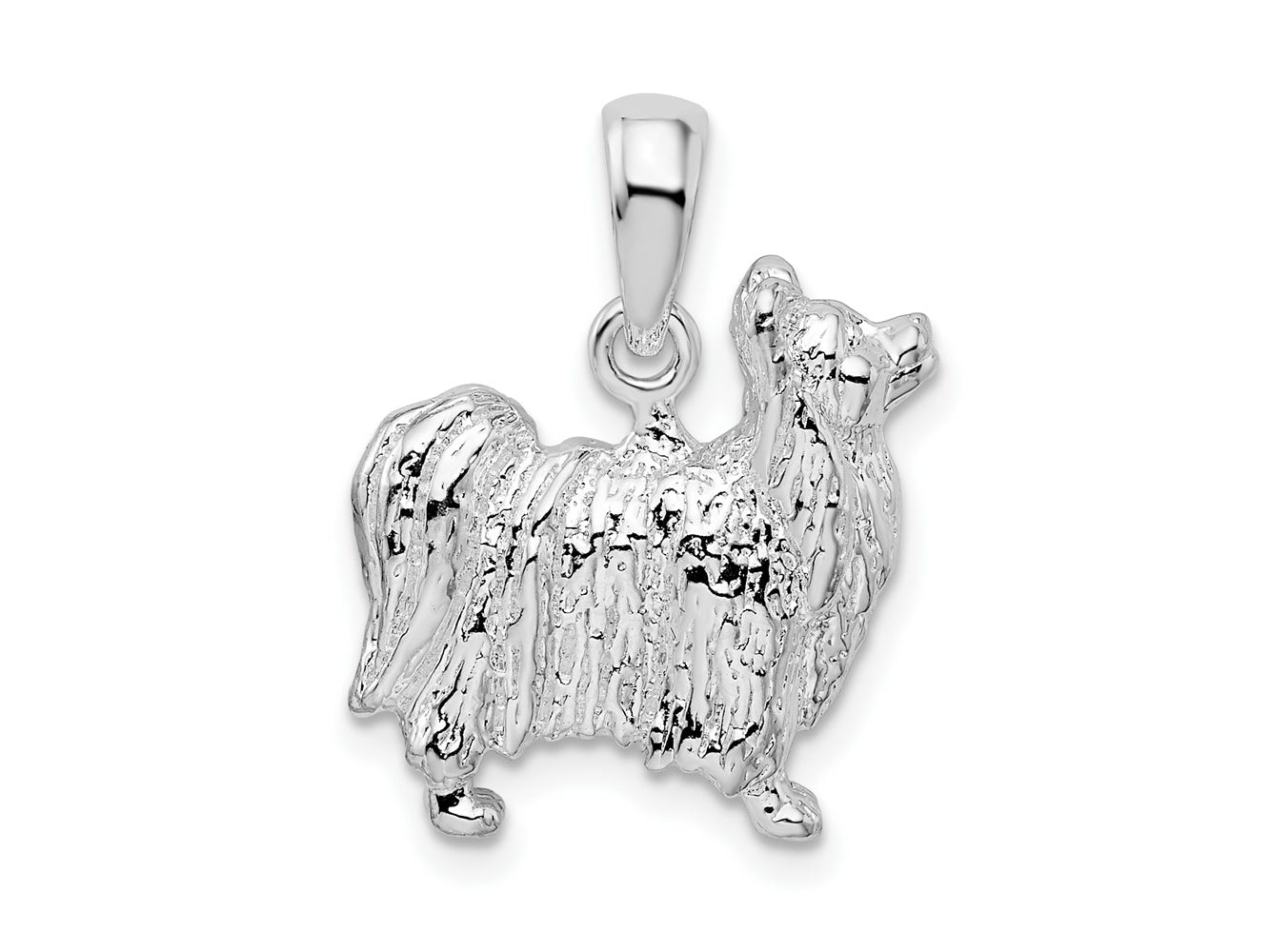 FJC Finejewelers 925 Sterling Silver Rhodium Plated Textured 3D Papillon Dog Charm 15 mm