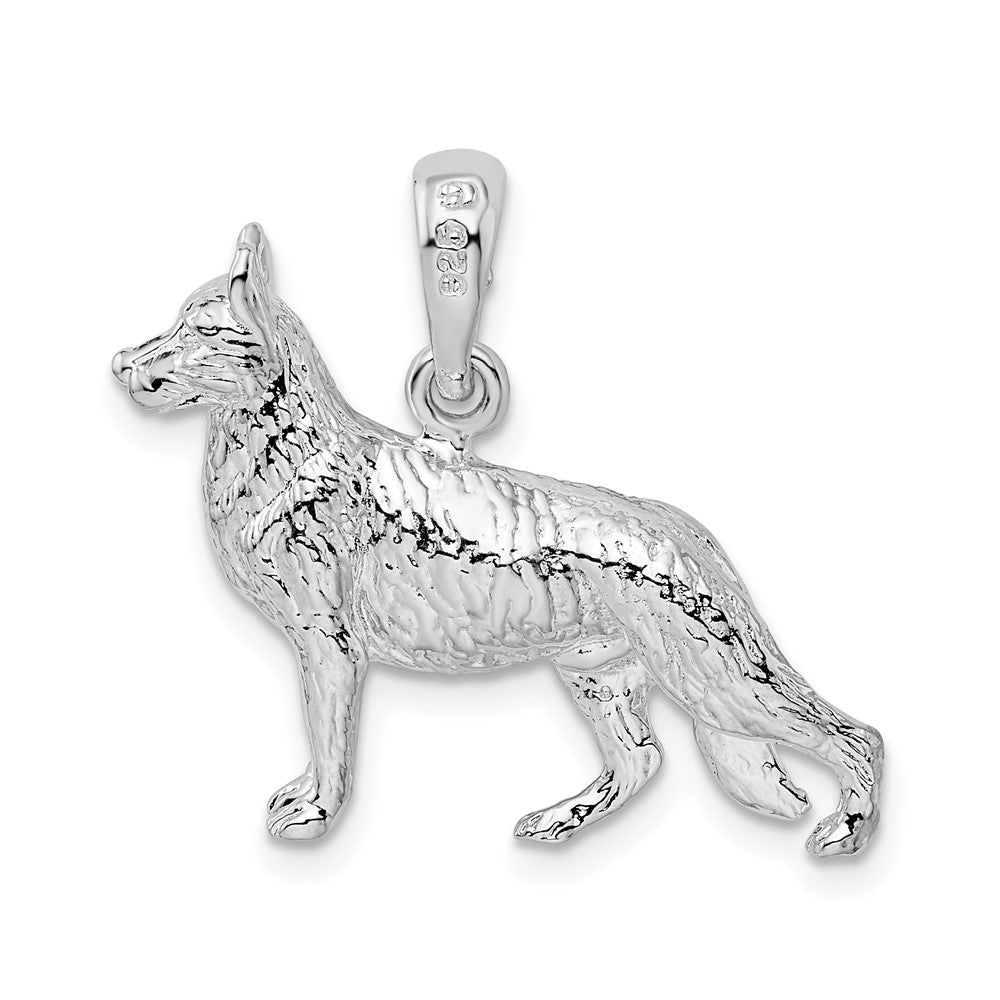 FJC Finejewelers 925 Sterling Silver Rhodium Plated Textured 3D German Shepherd Charm 17 mm