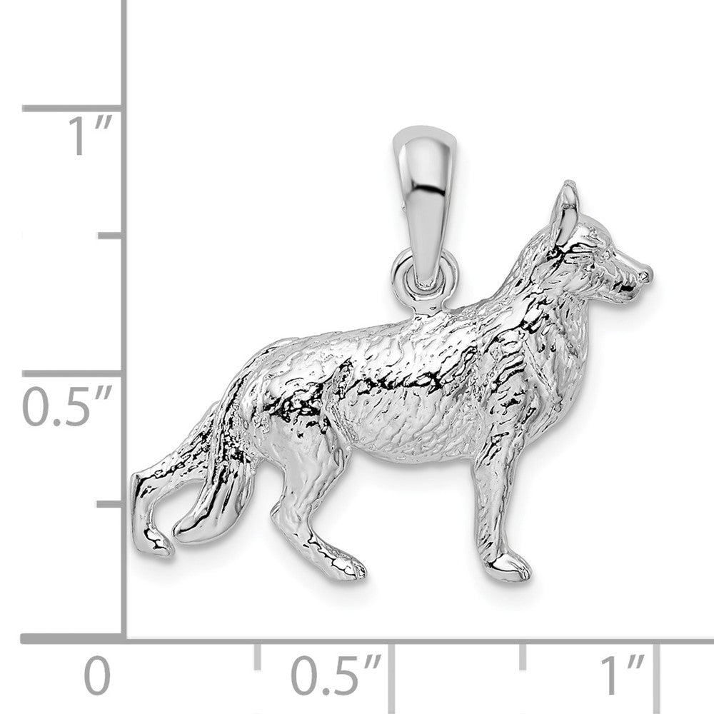 FJC Finejewelers 925 Sterling Silver Rhodium Plated Textured 3D German Shepherd Charm 17 mm