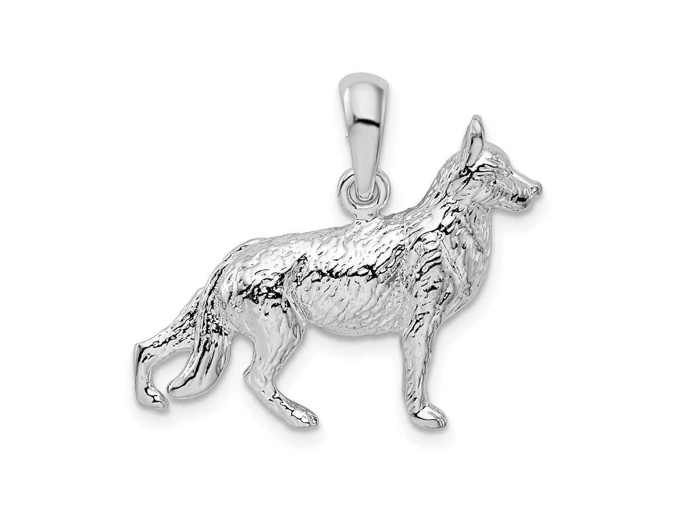 FJC Finejewelers 925 Sterling Silver Rhodium Plated Textured 3D German Shepherd Charm 17 mm