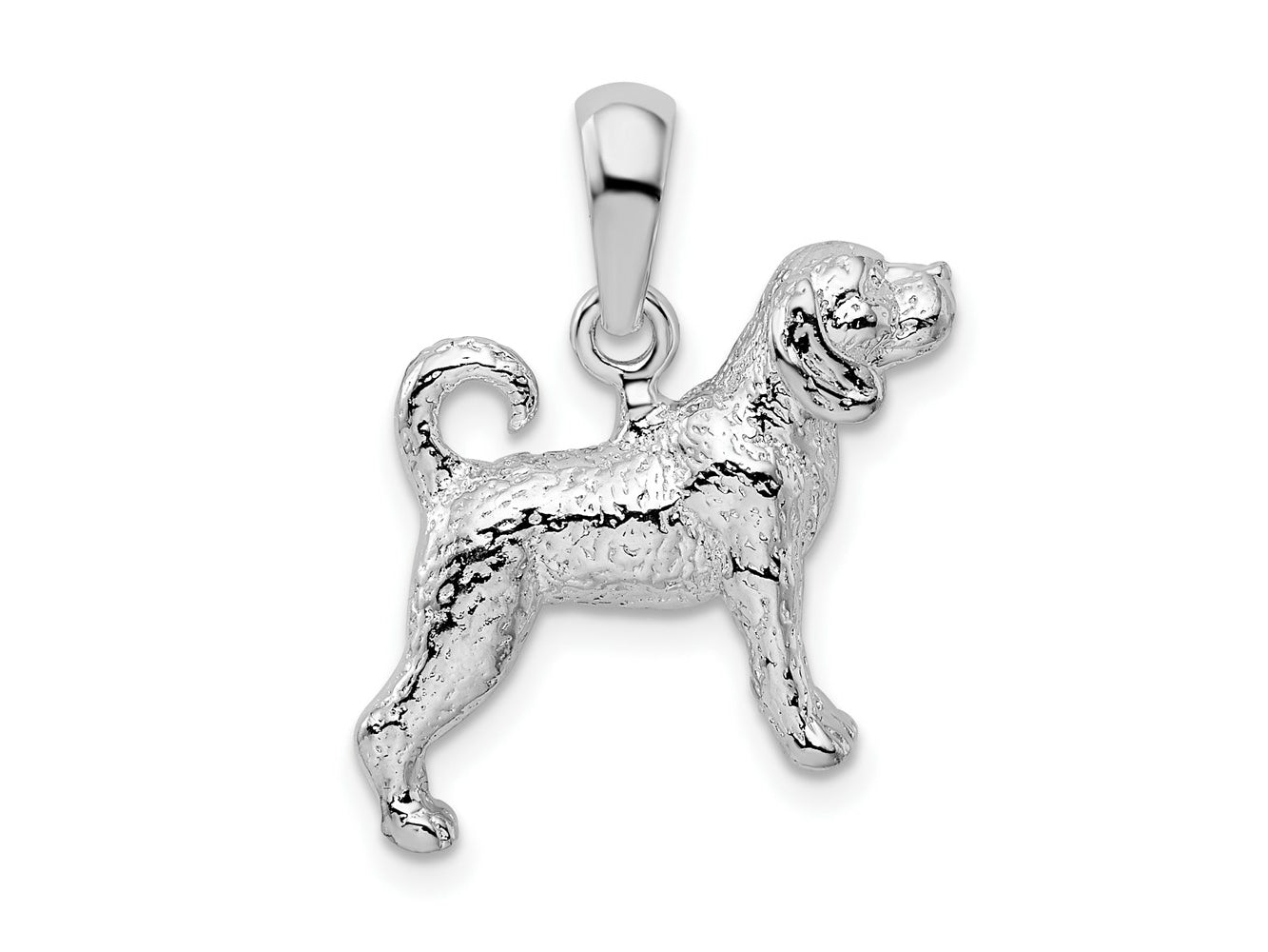 FJC Finejewelers 925 Sterling Silver Rhodium Plated Textured 3D Beagle Charm 13 mm