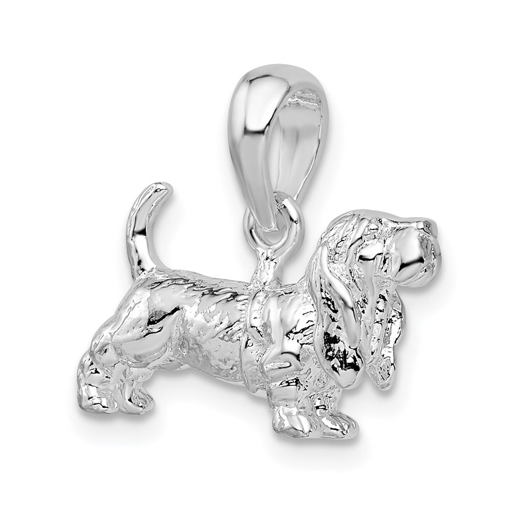 FJC Finejewelers 925 Sterling Silver Rhodium Plated Textured 3D Basset Hound Charm 15 mm