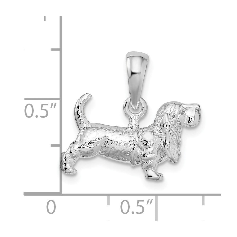 FJC Finejewelers 925 Sterling Silver Rhodium Plated Textured 3D Basset Hound Charm 15 mm