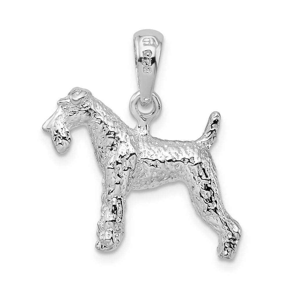 FJC Finejewelers 925 Sterling Silver Rhodium Plated Textured 3D Wire Fox Terrier Charm 12 mm