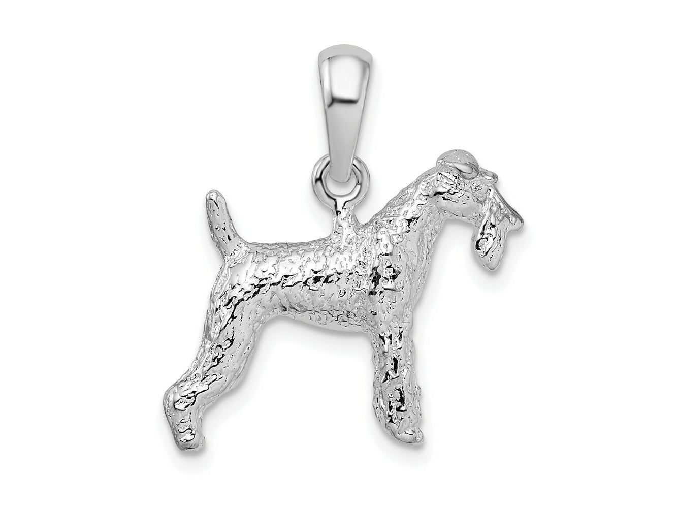 FJC Finejewelers 925 Sterling Silver Rhodium Plated Textured 3D Wire Fox Terrier Charm 12 mm