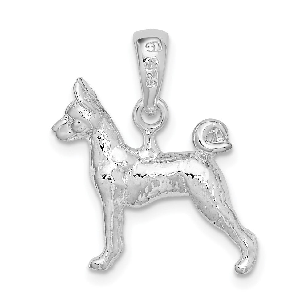 FJC Finejewelers 925 Sterling Silver Rhodium Plated Textured 3D Basenji Dog Charm 15 mm