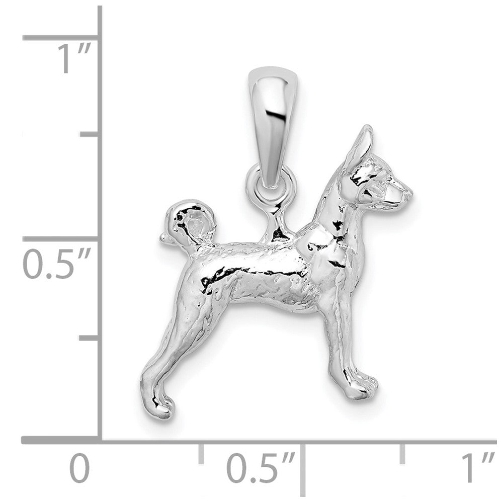 FJC Finejewelers 925 Sterling Silver Rhodium Plated Textured 3D Basenji Dog Charm 15 mm