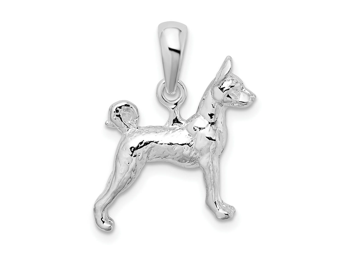 FJC Finejewelers 925 Sterling Silver Rhodium Plated Textured 3D Basenji Dog Charm 15 mm