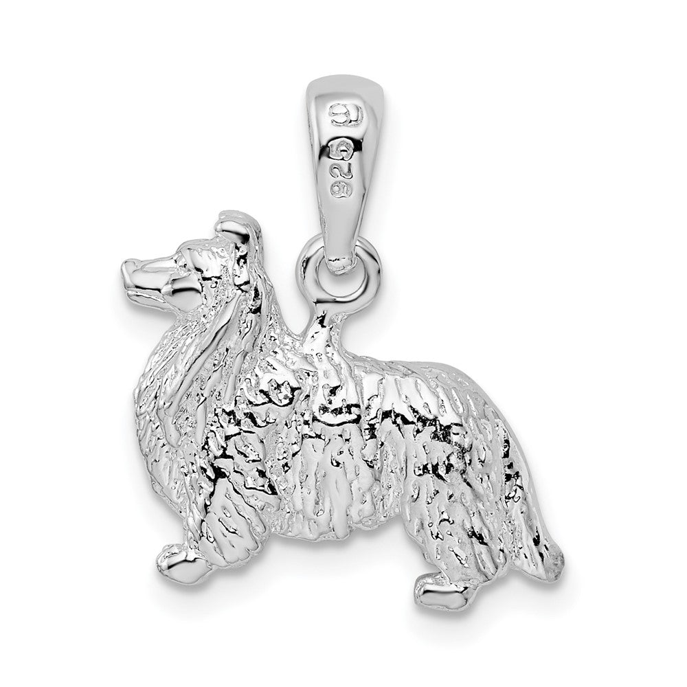 FJC Finejewelers 925 Sterling Silver Rhodium Plated Textured 3D Shetland Sheepdog Charm 16 mm