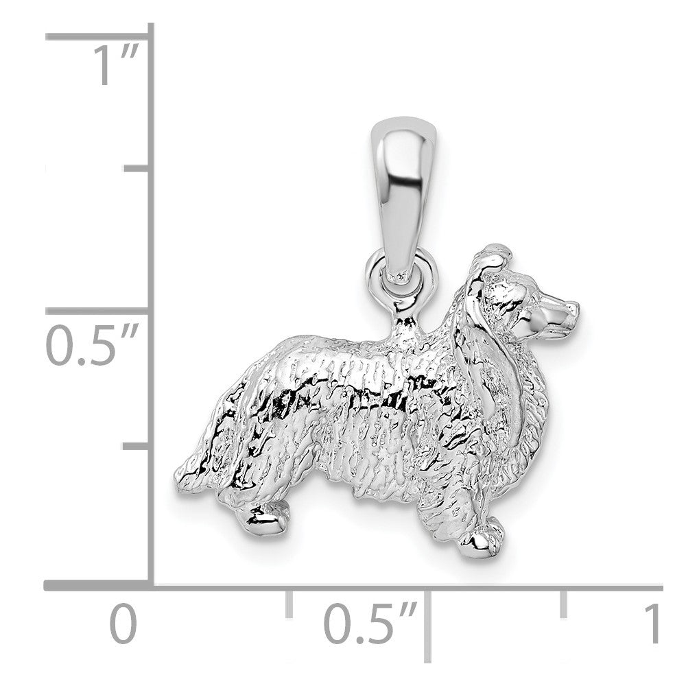 FJC Finejewelers 925 Sterling Silver Rhodium Plated Textured 3D Shetland Sheepdog Charm 16 mm