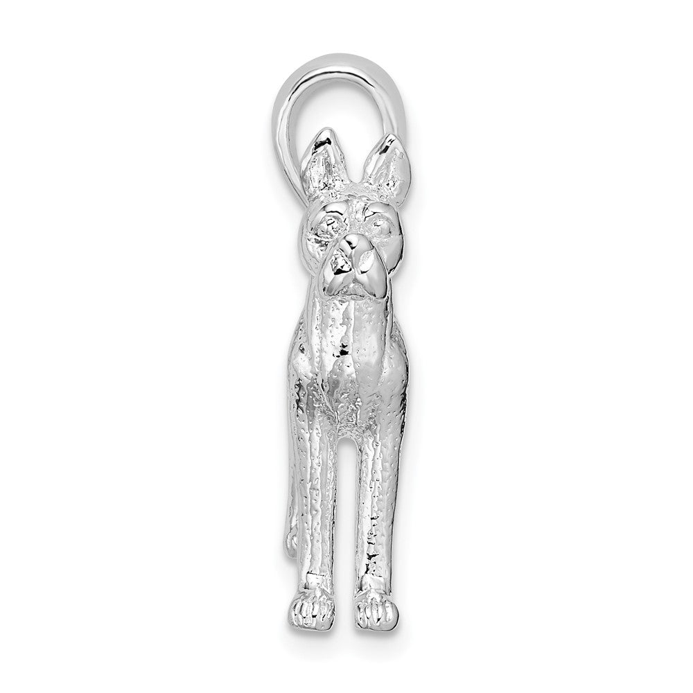 FJC Finejewelers 925 Sterling Silver Rhodium Plated Textured 3D Great Dane Charm 16 mm