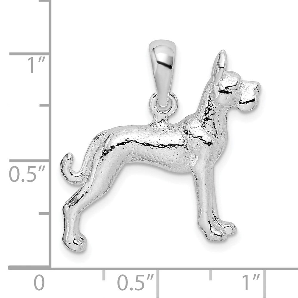 FJC Finejewelers 925 Sterling Silver Rhodium Plated Textured 3D Great Dane Charm 16 mm