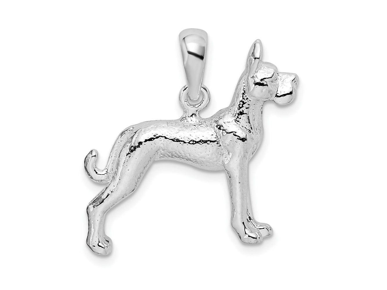 FJC Finejewelers 925 Sterling Silver Rhodium Plated Textured 3D Great Dane Charm 16 mm