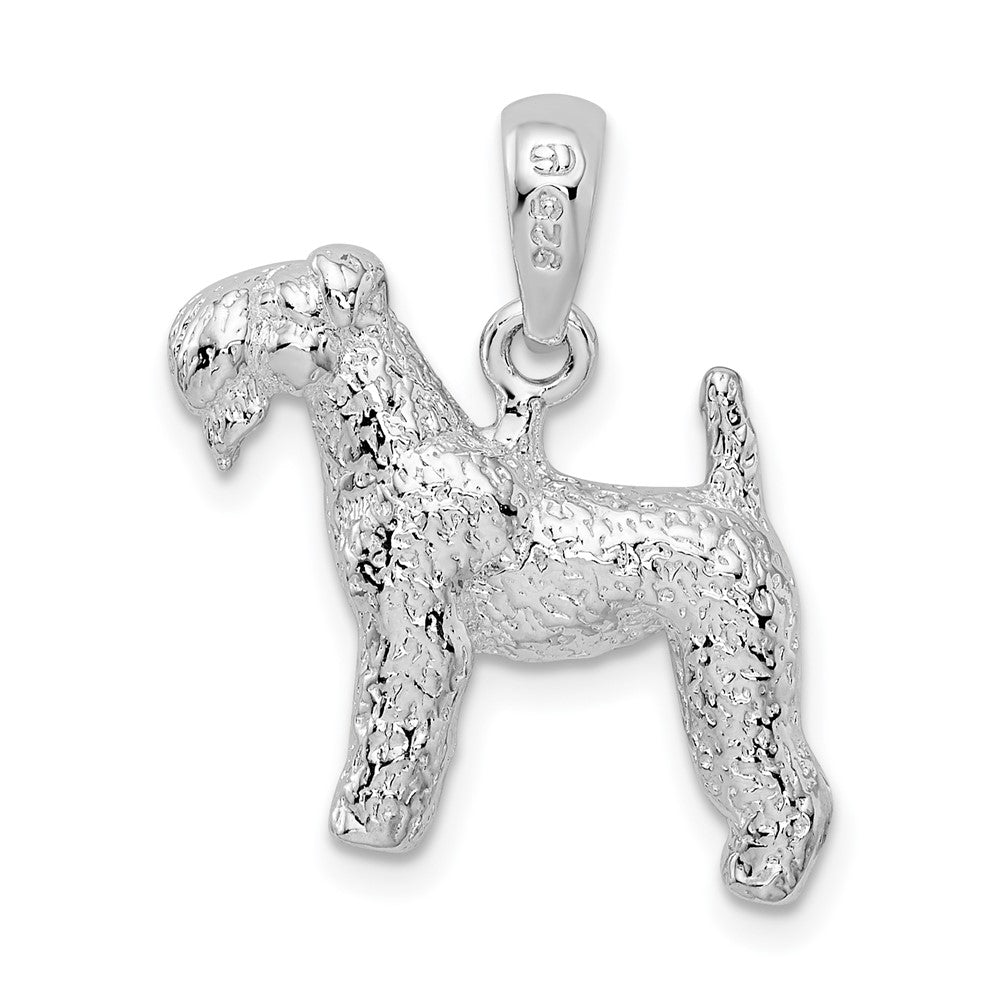 FJC Finejewelers 925 Sterling Silver Rhodium Plated Textured 3D Kerry Blue Terrier Charm 13 mm