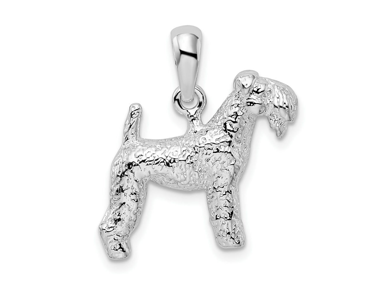 FJC Finejewelers 925 Sterling Silver Rhodium Plated Textured 3D Kerry Blue Terrier Charm 13 mm