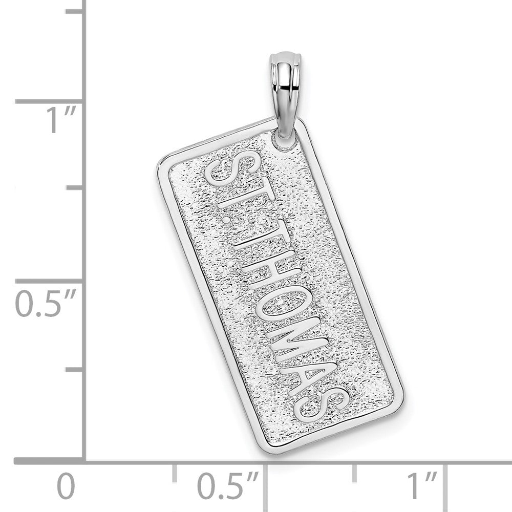FJC Finejewelers 925 Sterling Silver Rhodium Plated St. Thomas License Plate Charm 28 x 17 mm