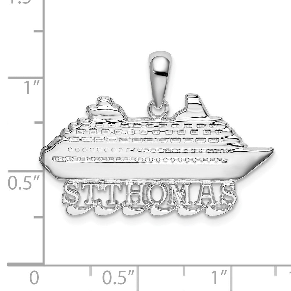 FJC Finejewelers 925 Sterling Silver Rhodium Plated Polished St. Thomas Cruise Ship Charm 22 x 31 mm