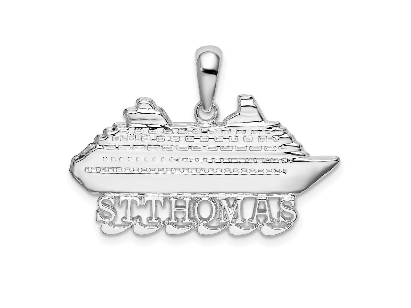 FJC Finejewelers 925 Sterling Silver Rhodium Plated Polished St. Thomas Cruise Ship Charm 22 x 31 mm