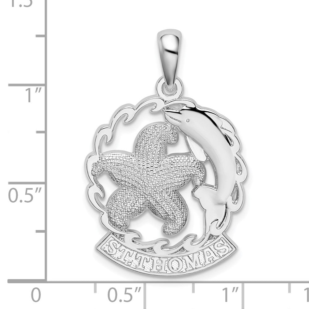FJC Finejewelers 925 Sterling Silver d St. Thomas Starfish and Dolphin Charm 31 x 20 mm