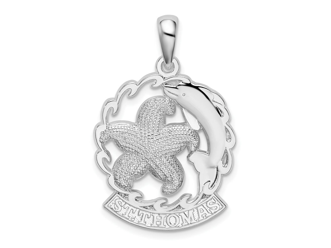 FJC Finejewelers 925 Sterling Silver d St. Thomas Starfish and Dolphin Charm 31 x 20 mm