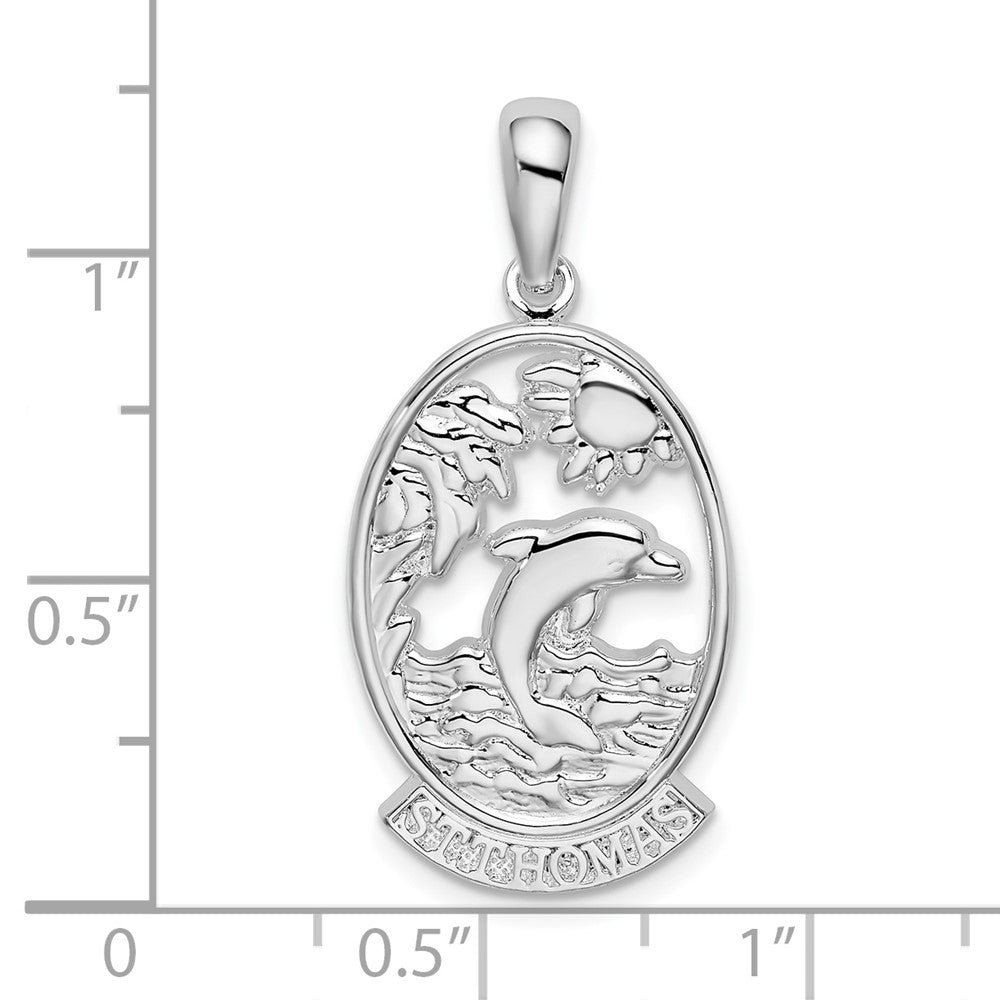 FJC Finejewelers 925 Sterling Silver Rhodium Plated St. Thomas Dolphin Sunset Charm 31 x 14 mm