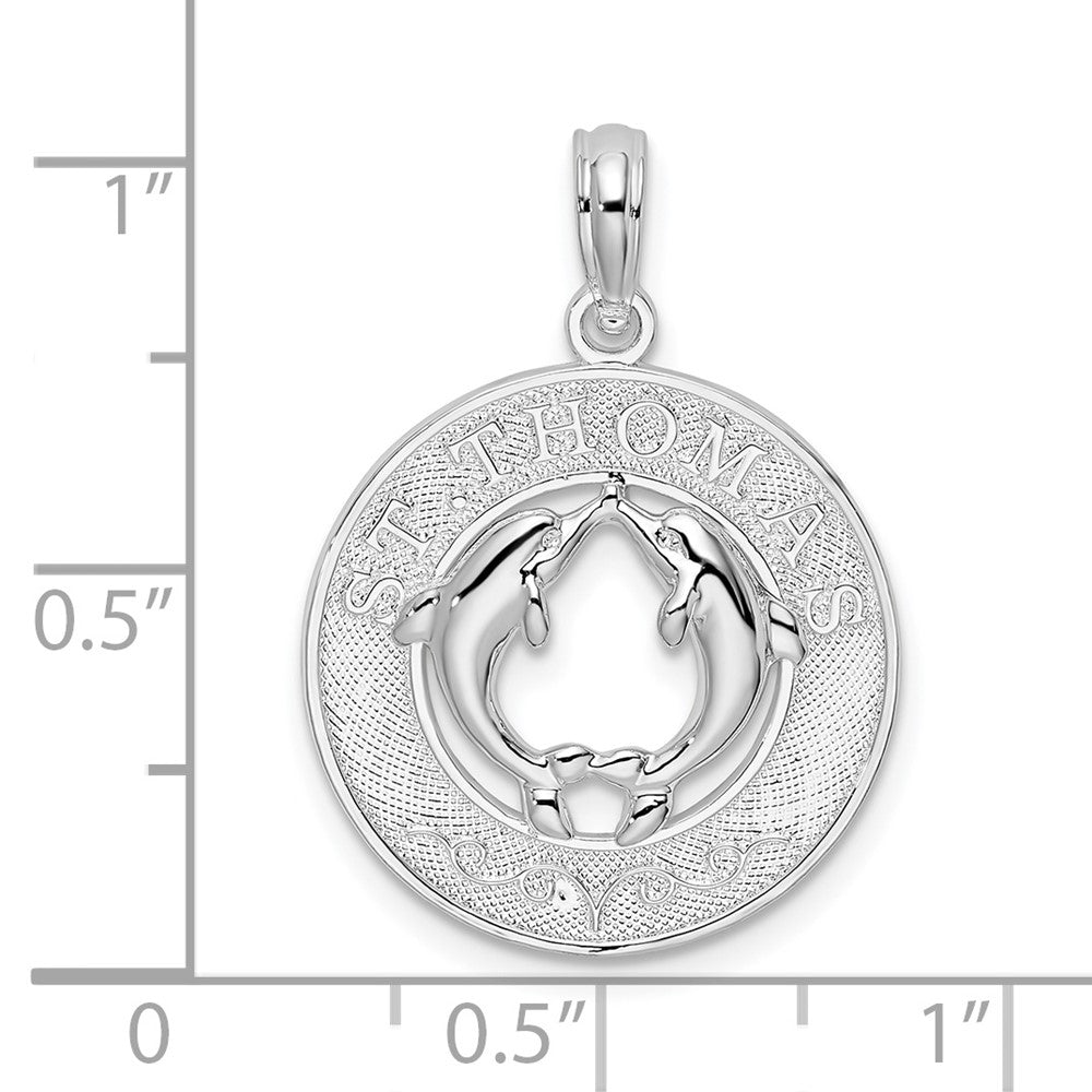 FJC Finejewelers 925 Sterling Silver Rhodium Plated St. Thomas Circle with Dolphins Charm 26 x 18 mm