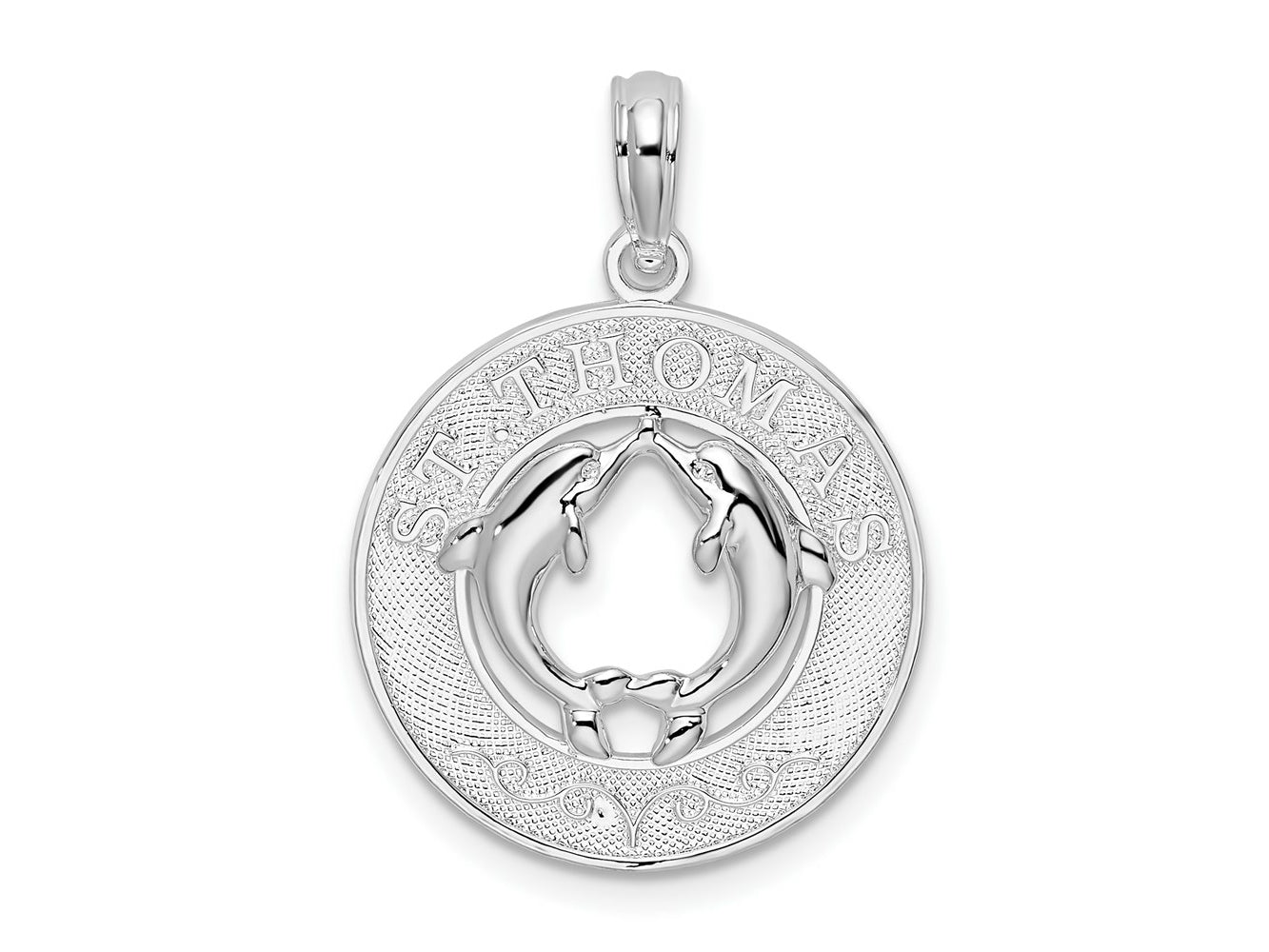 FJC Finejewelers 925 Sterling Silver Rhodium Plated St. Thomas Circle with Dolphins Charm 26 x 18 mm