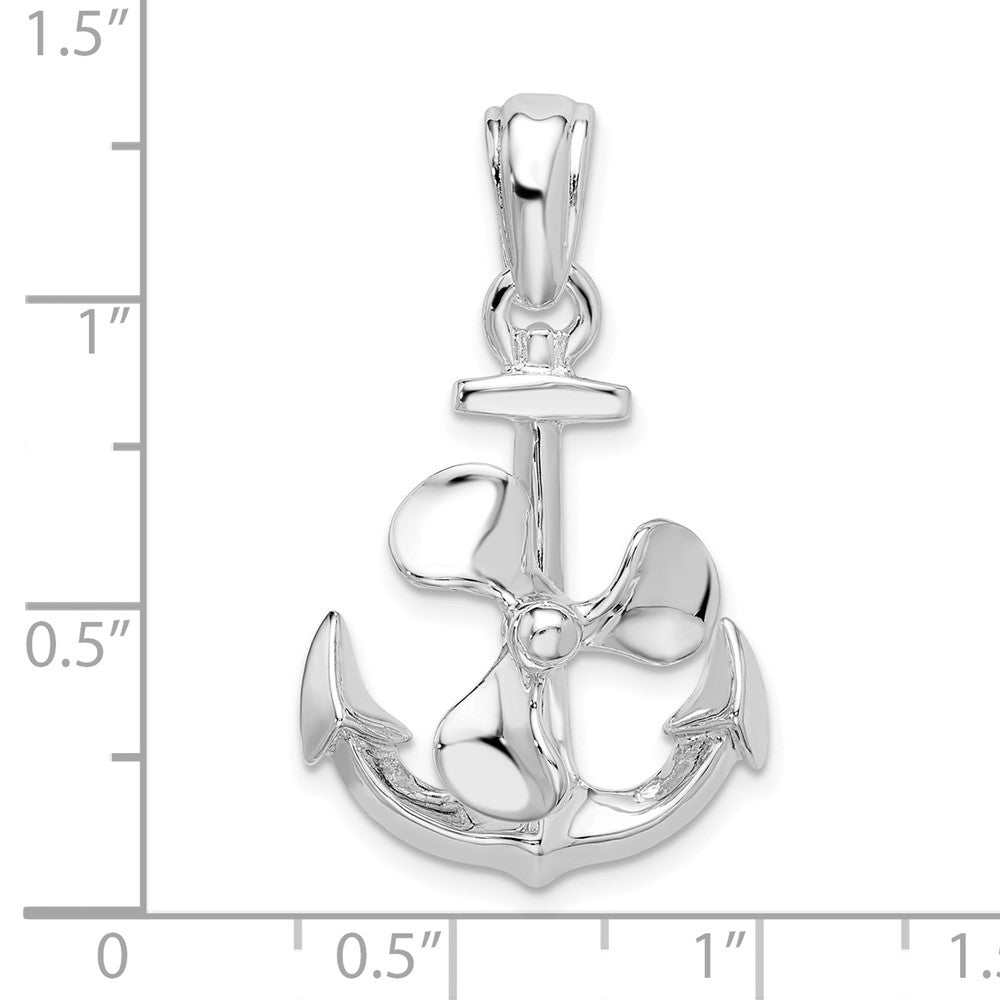 FJC Finejewelers 925 Sterling Silver Rhodium Plated Moveable 3D Anchor with Propeller Charm 32 x 19 mm