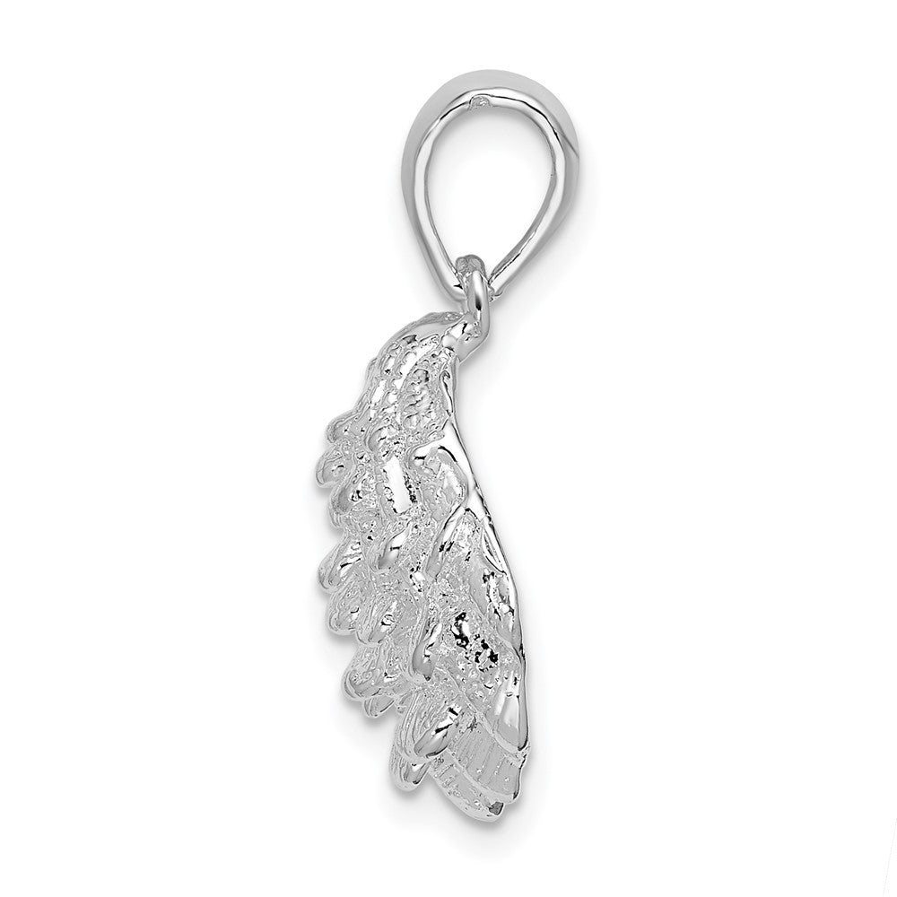 FJC Finejewelers 925 Sterling Silver Rhodium Plated Textured Oyster Shell Charm 24 x 16 mm