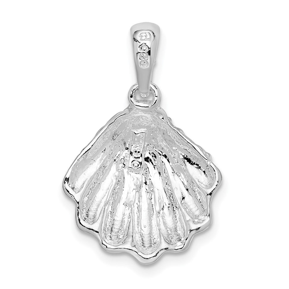 FJC Finejewelers 925 Sterling Silver Rhodium Plated Textured Oyster Shell Charm 24 x 16 mm