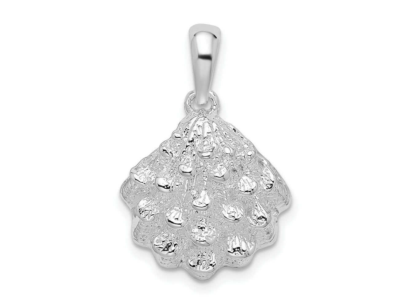FJC Finejewelers 925 Sterling Silver Rhodium Plated Textured Oyster Shell Charm 24 x 16 mm