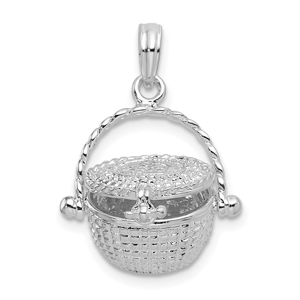 FJC Finejewelers 925 Sterling Silver Rhodium Plated Moveable 3D Nantucket Basket Charm 24 x 16 mm