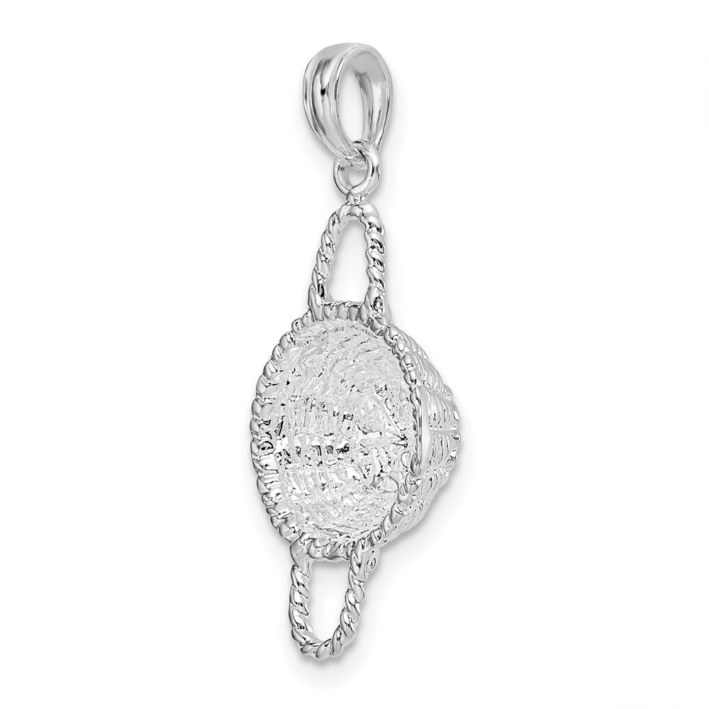 FJC Finejewelers 925 Sterling Silver Rhodium Plated Polished 3D Round Basket Charm 27 x 10 mm