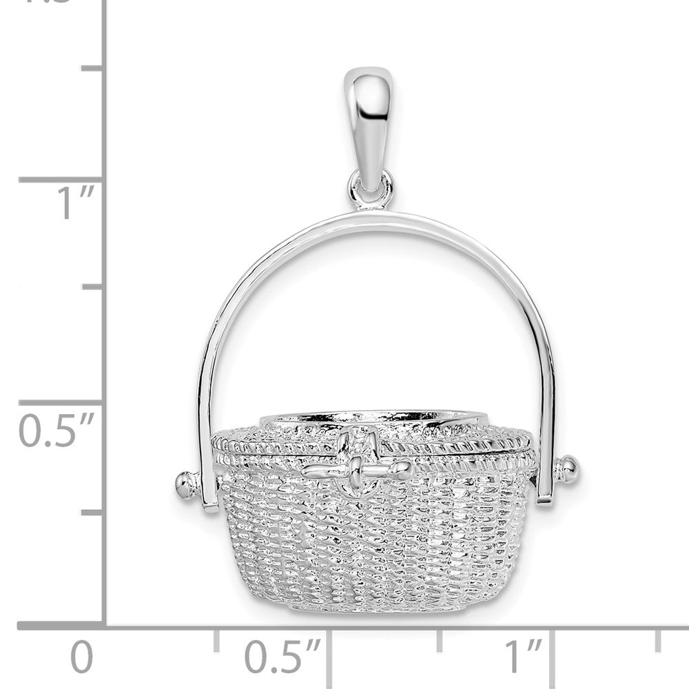FJC Finejewelers 925 Sterling Silver Rhodium Plated Moveable 3D Nantucket Basket Charm 31 x 22 mm