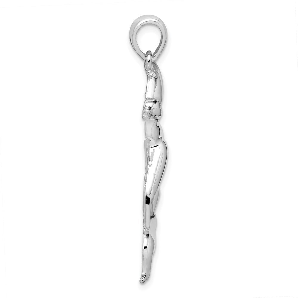 FJC Finejewelers 925 Sterling Silver Polished Duck Flying Over Cattails Charm 23 mm