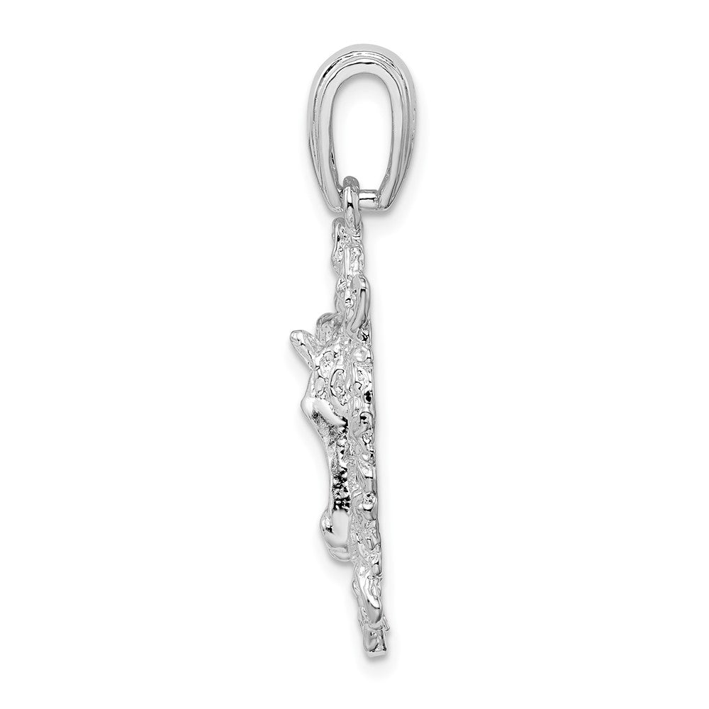 FJC Finejewelers 925 Sterling Silver Rhodium Plated Polished Horse Head in Wreath Charm 20 mm
