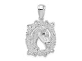 FJC Finejewelers 925 Sterling Silver Rhodium Plated Polished Horse Head in Wreath Charm 20 mm